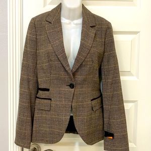 NWT Zara Woman Wool Blend Herringbone Blazer - Sz S